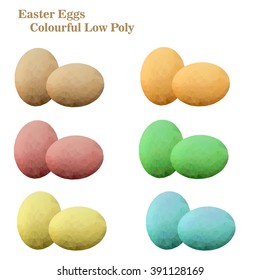 Easter Eggs Colorful Low Poly , Illustration , Vector