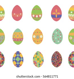 Easter eggs with    colorful pattern on an isolated background. Vector illustration.