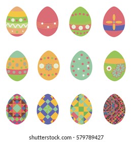 Easter eggs  with colorful pattern on an isolated background