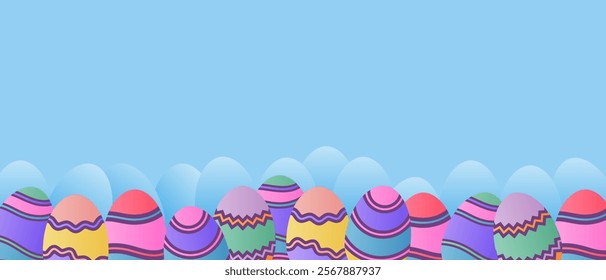 easter eggs colorful vector illustration with blue background
