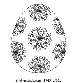Easter eggs for Coloring book. Black and white decorative elements. Holidays design. Isolated outline drawing. Vector illustration.