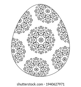 Easter eggs for Coloring book. Black and white decorative elements. Holidays design. Isolated outline drawing. Vector illustration.