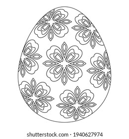 Easter eggs for Coloring book. Black and white decorative elements. Holidays design. Isolated outline drawing. Vector illustration.