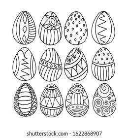 Easter eggs coloring page for adults and children outline for Easter holiday vector