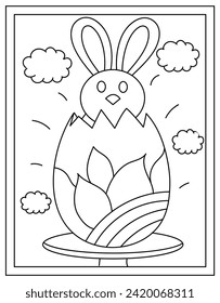 Página de coloreado de huevos de Pascua diseñada con vector dibujado a mano 
