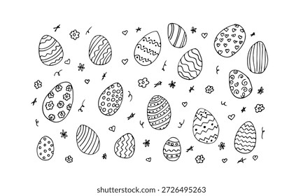 easter eggs coloring pages isolated