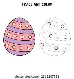 Easter Eggs coloring pages for easter worksheets printable for kids activity, Kindergarten and preschool. Trace and color Easter eggs worksheets. Easter eggs clipart vector.