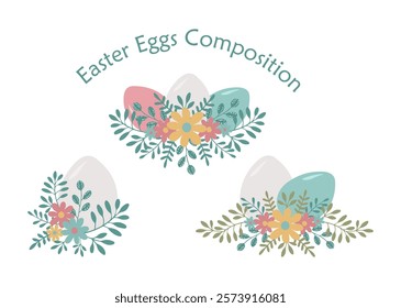 Easter Eggs Composition  with flowers 3