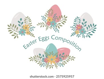 Easter Eggs Composition with flowers 4