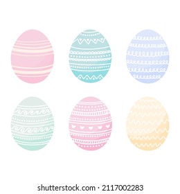 Easter eggs composition hand drawn on white background