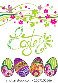 Composición de huevos de Pascua.Feliz Pascua