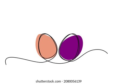 Easter eggs continuous one line drawing. Minimalist vector illustration.
