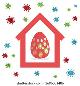 Easter eggs with Corona virus (COVID 19) protection concepts.