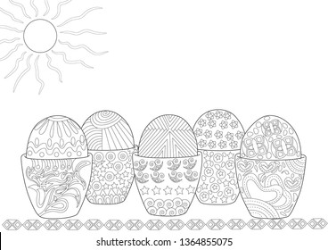 Easter Eggs Covered in Patterns inspired by zentangle Designs
