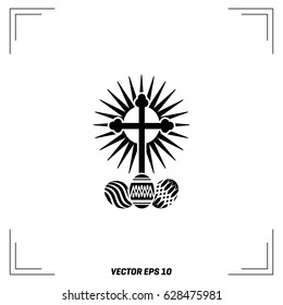 Easter eggs and cross icon vector