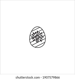 easter eggs cross vector  icon line style