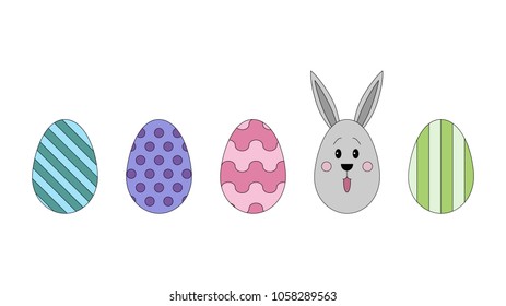 Easter eggs cute bunnies