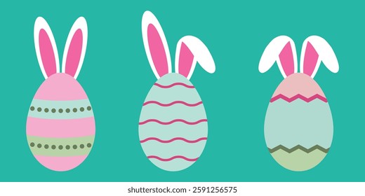 Easter Eggs With Cute Bunny Ears