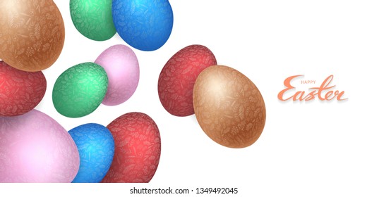 easter eggs daisies 3d vector background