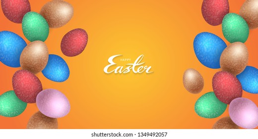 easter eggs daisies 3d vector background