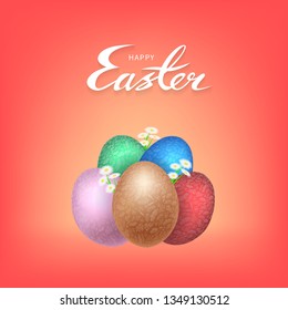 easter eggs daisies vector background	