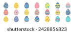 Easter eggs, Easter day festival icon set, ostern egg icons with decoration patterns symbols collection, logo isolated vector illustration