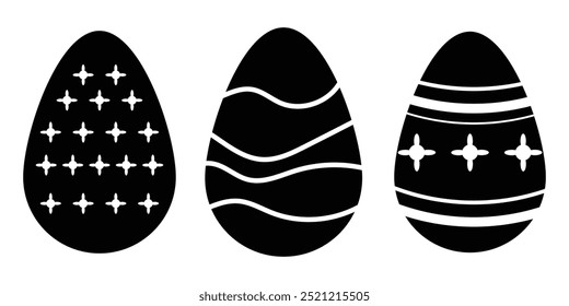 Easter eggs, Easter day festival icon set, easter egg icons with decoration patterns symbols collection, logo isolated vector illustration. design eps 10
