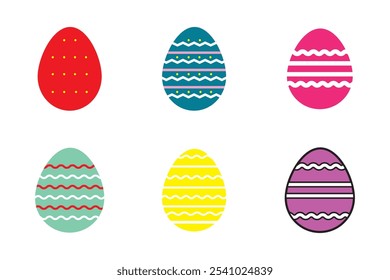 Huevos de Pascua, sistema del icono del festival del día de Pascua, iconos del huevo de Ostern con la colección de los símbolos de los patrones de la decoración, Ilustración vectorial aislada del logotipo