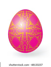 Easter eggs with decor elements on a white background