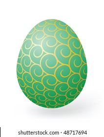 Easter eggs with decor elements on a white background
