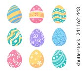 Easter eggs decorated with colorful patterns For an Easter egg search activity with the kids.