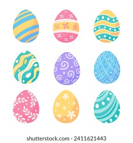 Easter eggs decorated with colorful patterns For an Easter egg search activity with the kids.