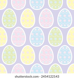 Huevos de Pascua decorados con flores en tonos pastel. Ideal para bricolaje, envoltura de regalo, papel de embalaje, artesanías decorativas, fondos de tarjetas e invitaciones, Anuncios de Web y más.