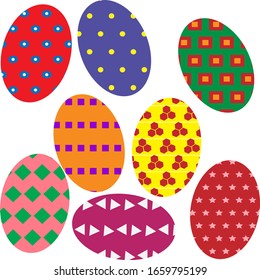 Easter eggs decorated in many colors