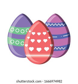 Huevos de Pascua decorados con un diseño de fondo blanco vectorial