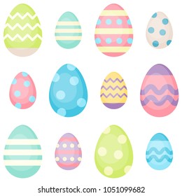 Easter eggs - decorated eggs vector illustration in pastel colors. Cute festive background template