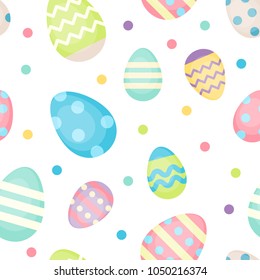 Easter eggs - decorated eggs vector seamless pattern in pastel colors. Background template