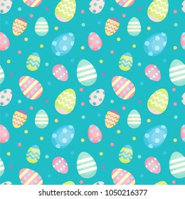 Easter eggs - decorated eggs vector seamless pattern in pastel colors. Background template