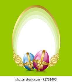 Easter eggs decoration with egg shaped plaque