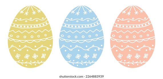 Easter eggs with decoration. In ethnic style. Hand drawn, vector illustration.