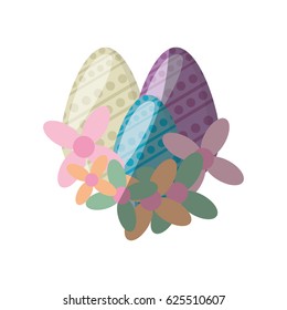 easter eggs decoration and flowers shadow