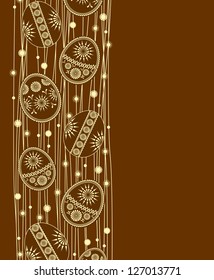 Easter eggs decoration on  brown background