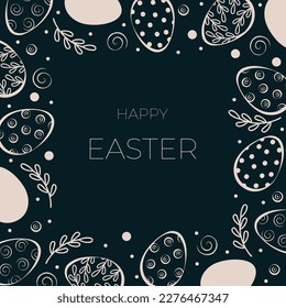 easter eggs decorative frame and copy space