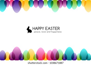 Easter eggs. Design collection. Horizontal banner with top and down border decoration elements