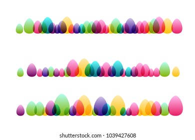 Easter eggs. Design collection. Horizontal dividers set.