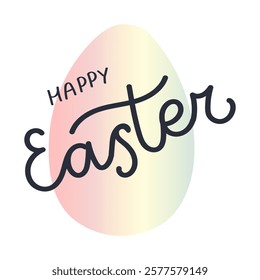 Easter eggs design, Easter day festival icon, gradient outline egg icons with title lettering Happy Easter symbols collection, logo isolated vector illustration