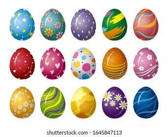 Diseño de huevos de Pascua en ilustración vectorial de fondo blanco