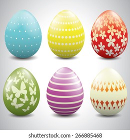 Easter eggs different colors with pattern.