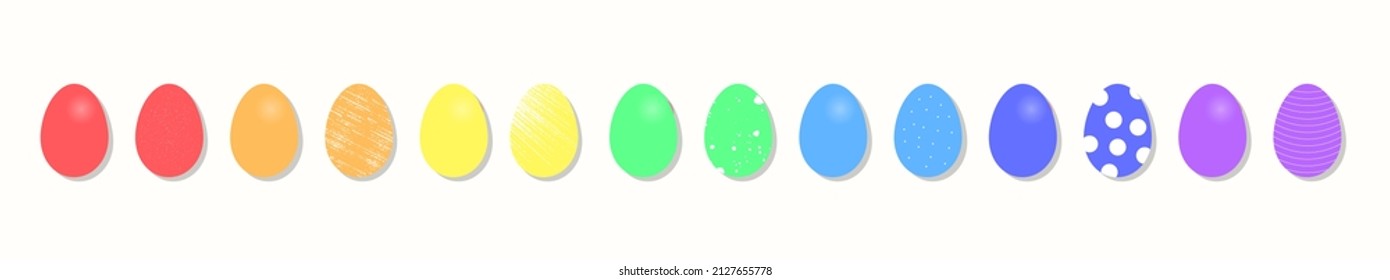 easter eggs in different colors and patterns red orange yellow green blue blue purple