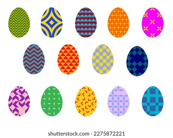 Easter eggs in different colors and with different textures